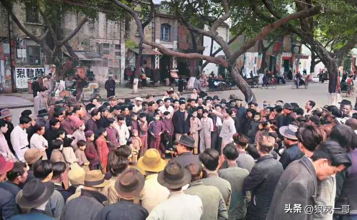 珍贵历史照片修复，1949年左右广州市的市井生活影像